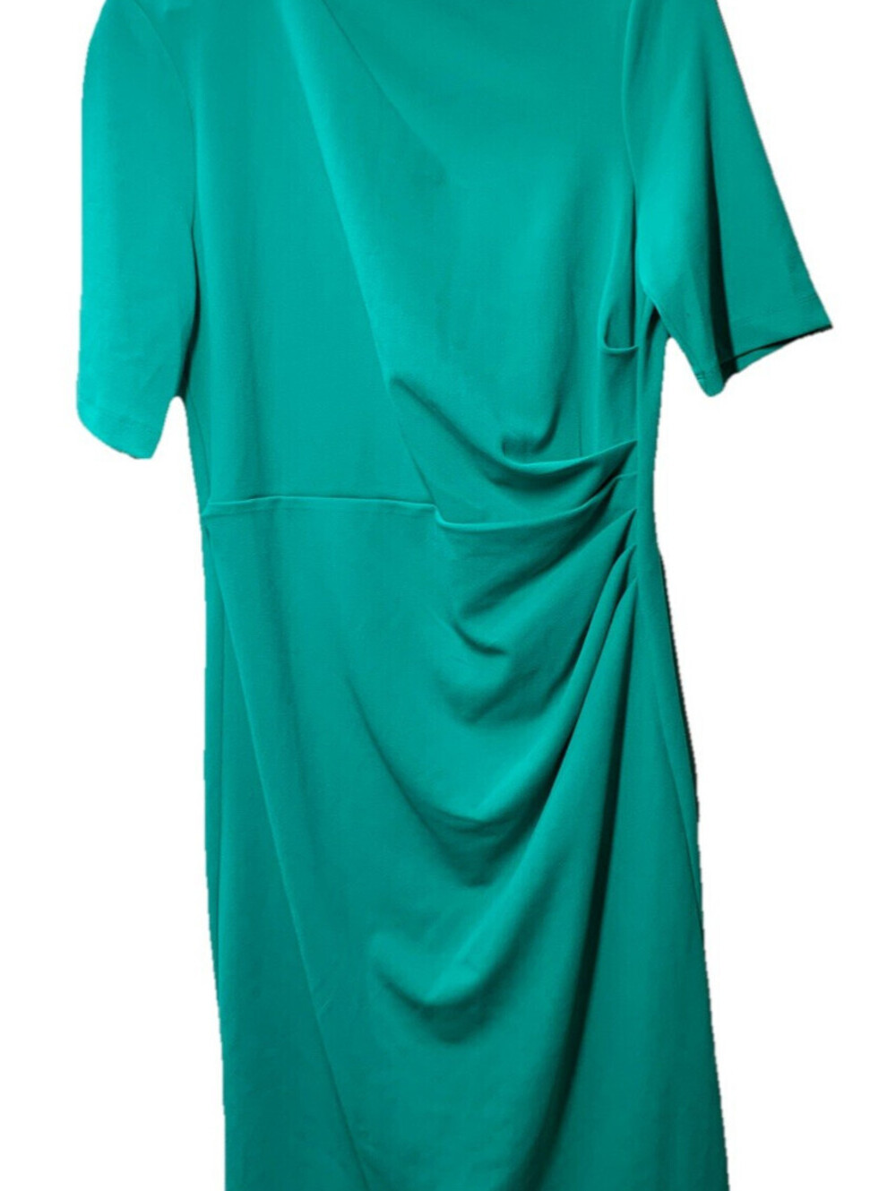 Maggy London Women's Side Pleat Dress Elbow Sleeves w/Asymmetric Neck Size 12